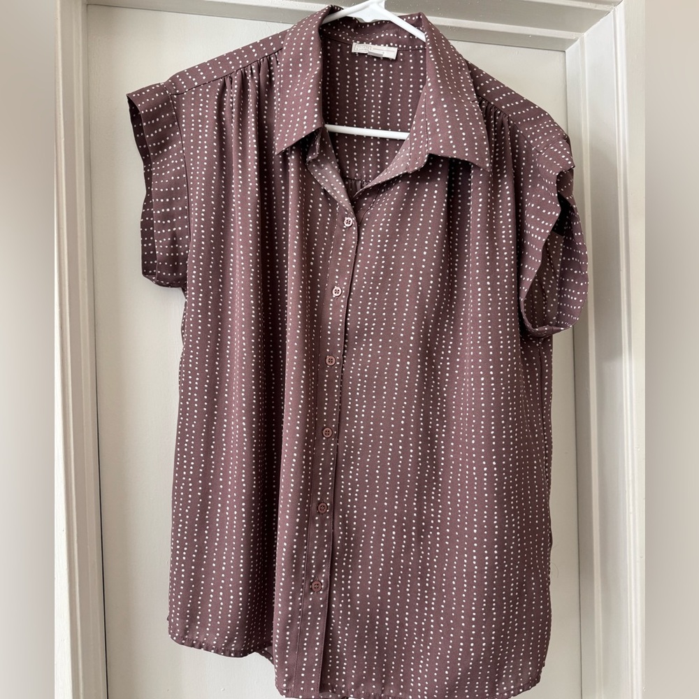 14th & Union Muave Blouse with White Dots